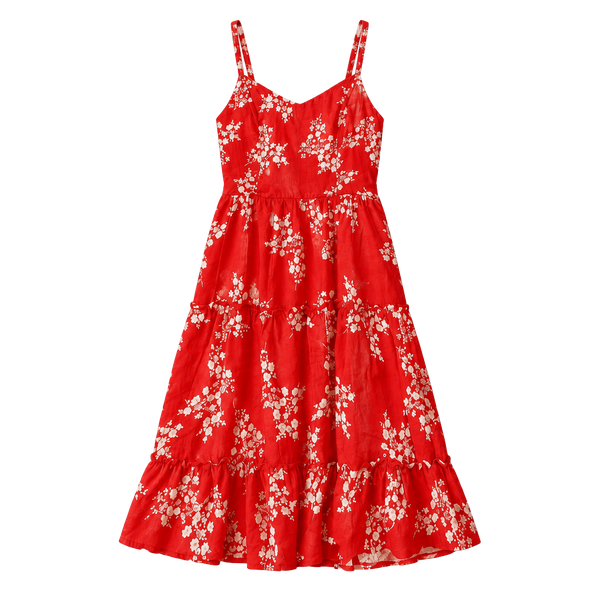 FANCYINN Floral Tiered Mini Dress Red White