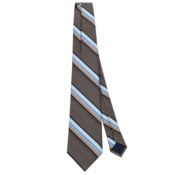Vintage Beau Brummell Striped Necktie Brown Blue