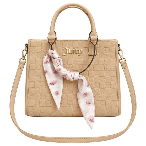 Juicy Couture Beige Quilted Crossbody Bag with Scarf