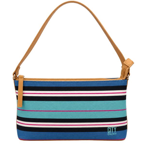 DKNY City Striped Canvas Shoulder Bag Blue Multi