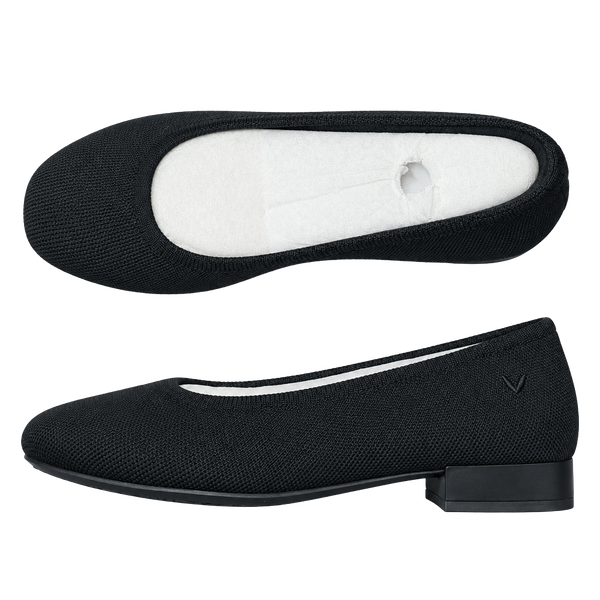 Vivaia Barbara Block Heel Flats Size 37 US 6.5 Black Knit