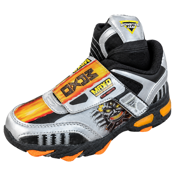 Monster Jam Max-D Kids Shoes Size 1.5 Light Up Black Silver