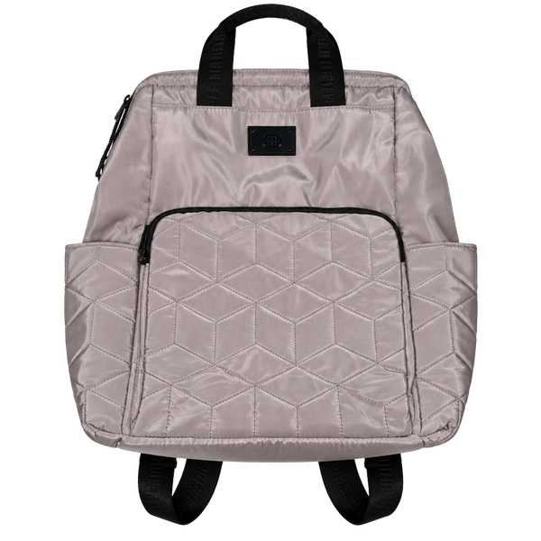 Steve Madden Quilted Geometric Backpack Taupe Gray Nylon