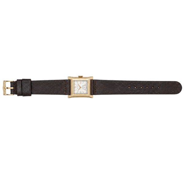 Westclox Vintage Gold Tone Square Watch Black Leather
