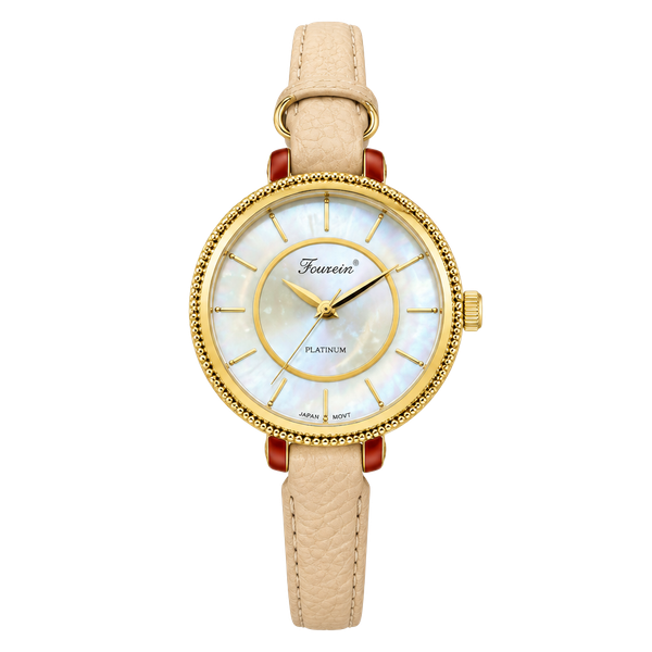 Geneva Geneva Platinum Watch 5936 Beige Leather Strap