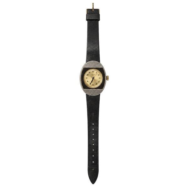 Vintage Buler Swiss Made Wrist Watch Black Gold Tone