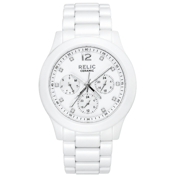 Relic ZR15623 White Ceramic Chronograph Watch