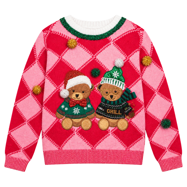 Holiday Time Christmas Sweater Size S (4-6) Teddy Bears
