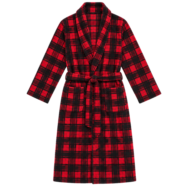 Polo Ralph Lauren Black Red Plaid Plush Robe Size S/M