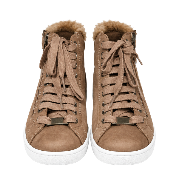 UGG Olive High Top Sneaker Chestnut Leather Shearling
