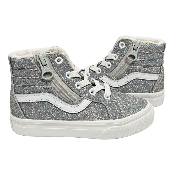 Vans Sk8-Hi Reissue Side Zip Size 5.0 Silver Glitter Toddler Shoes