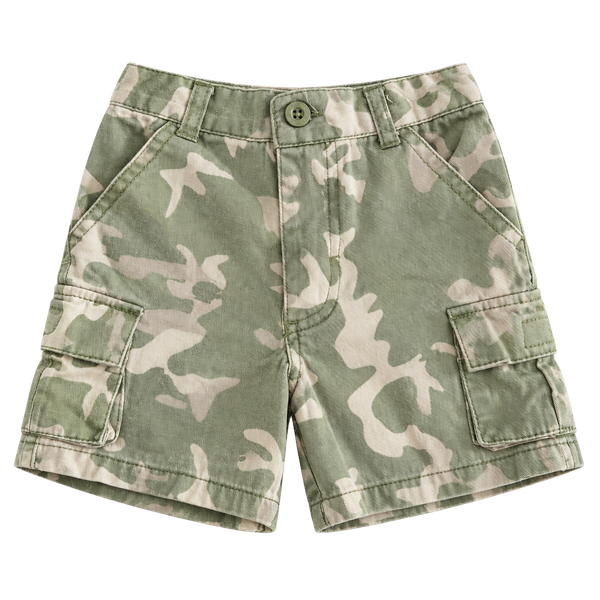 Disney Pixar Toy Story Camo Cargo Shorts 12M Green Tan Cotton Pull-On