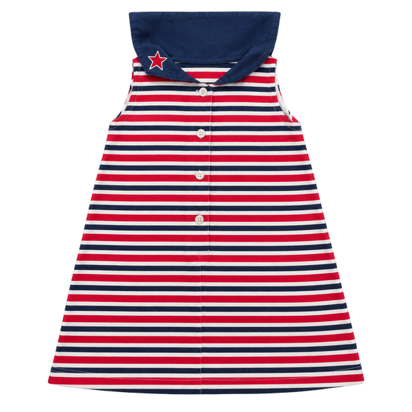 Baby N Striped Dress Size 4 Red White Blue Sailor Style