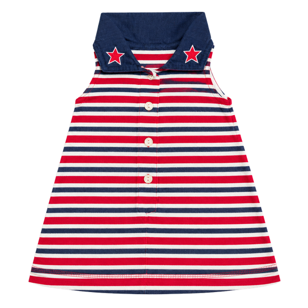 Baby N Striped Dress Size 9 Months Red White Blue Stars