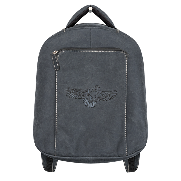 Vintage Eagle Embossed Leather Backpack Dark Brown 15 Inches