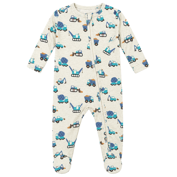 Posh Peanut Construction Vehicle Footed Sleep & Play Pajamas Size 6-9 Months
