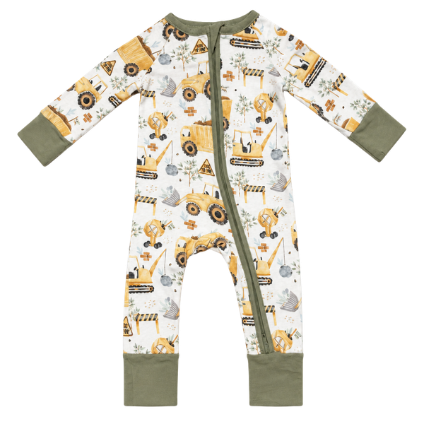Luminous Littles Construction Baby Zippy Romper 3M Bamboo Footless Sleeper