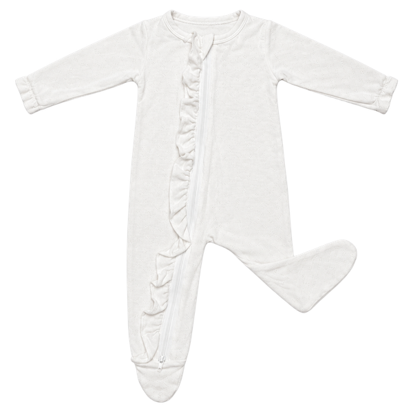 Little Bumming Ruffle Footed Zipper Sleeper Size 0/3M White