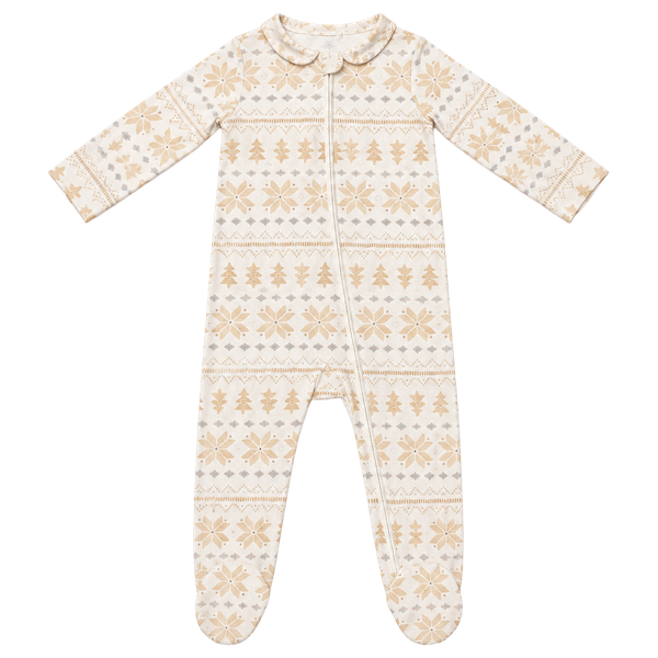 Carter's Bamboo 6-9M White Floral Snowflake Christmas Footie Pajamas