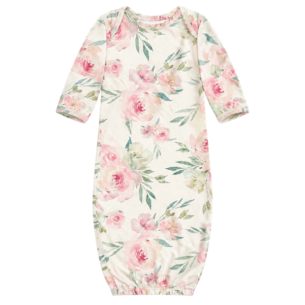 Luminous Littles Baby Sleep Gown Floral Watercolor Newborn