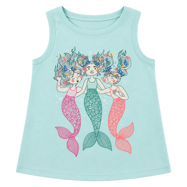 Cat & Jack Mermaid Tank Top Size 5T Light Blue Graphic