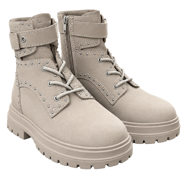 Combat Boots Beige Studded Lug Sole Size 8