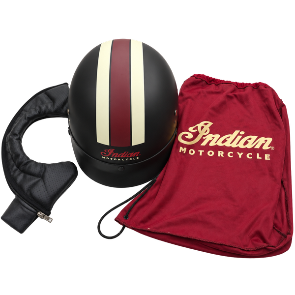 Indian Motorcycle BB-02 Half Helmet Size XL Matte Black Retro Stripe