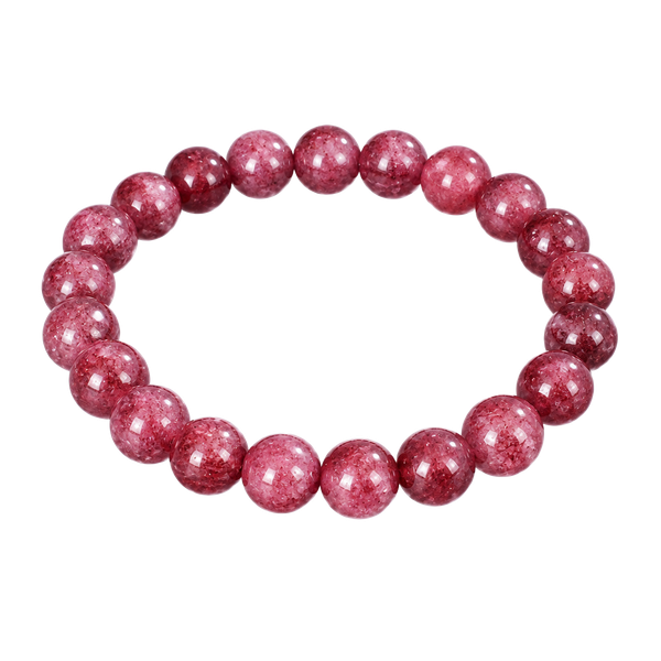 Everful Strawberry Quartz Beaded Bracelet Red Crystal Stretch