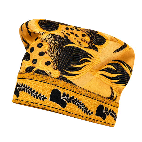 Vintage Black And Gold Brocade Hat Traditional Ethnic Headwear