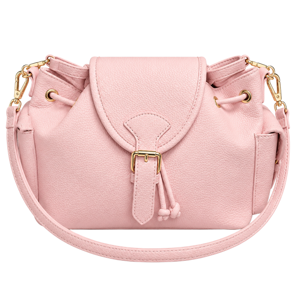 Alyssa Drawstring Bucket Handbag Pink Faux Leather