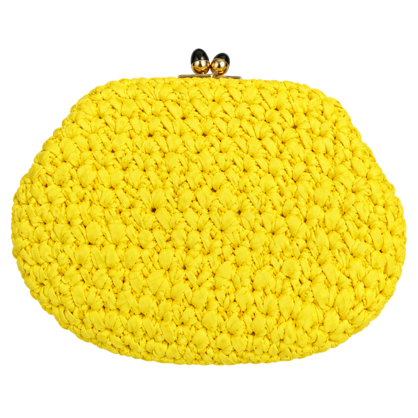 Morris Moskowitz Vintage Yellow Woven Satin Clutch Handbag