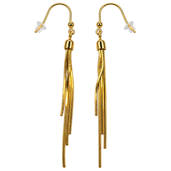 Gold Over Sterling Silver Dyadema Tassel Dangle Earrings.