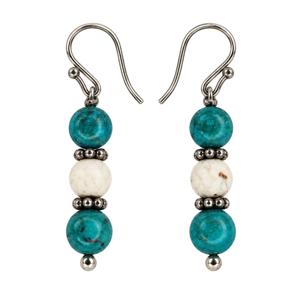 Sterling Silver Buffalo Turquoise , Turquoise Dangle Drop Earrings