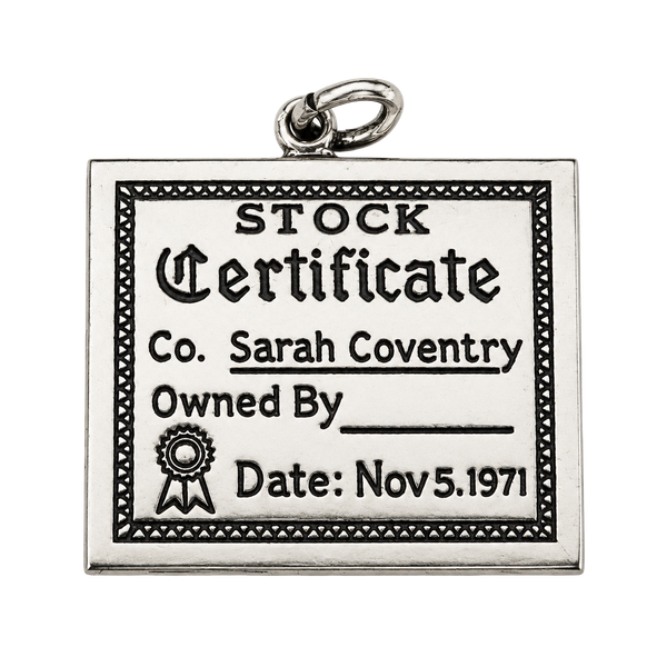  WELLS STERLING SILVER SARAH COVENTRY STOCK CERTIFICATE 1971 CHARM