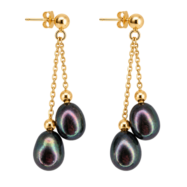 14K Yellow Gold tahtian South Sea Pearl Dangle Drop Earrings