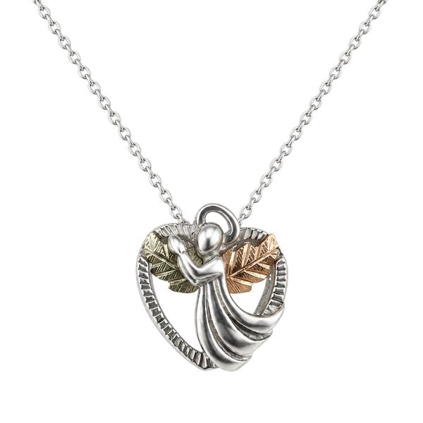 Coleman & Co 12K Gold and Sterling Silver Praying Angel Heart Pendant