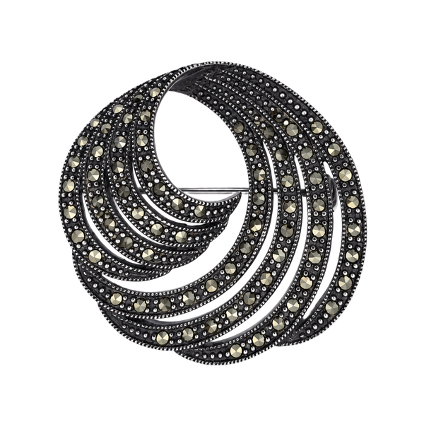 vintage sterling silver marcasite brooch pin