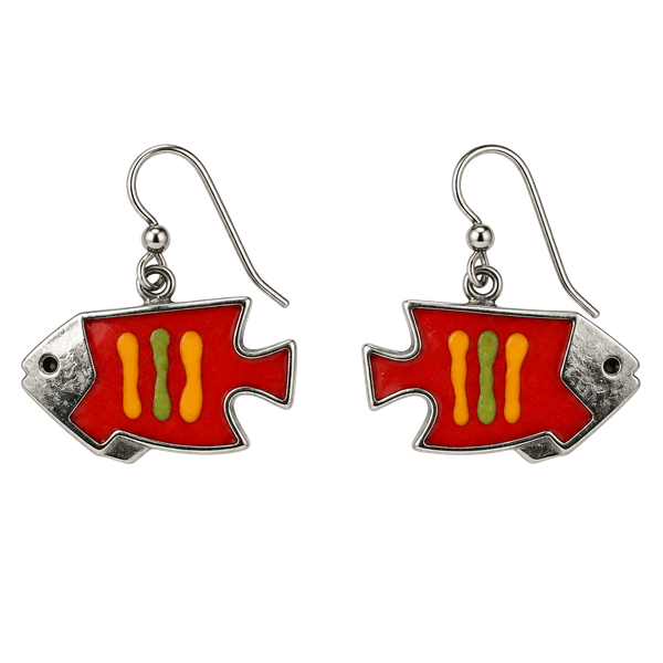 Sterling Silver Enamel Fish Earrings