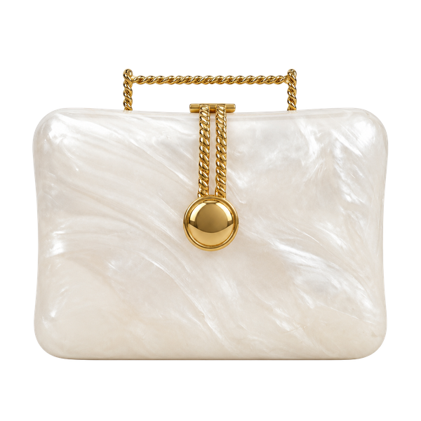 Y & S Original White Pearl Acrylic Clutch Purse