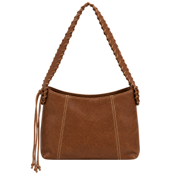 Brown Faux Leather Shoulder Bag