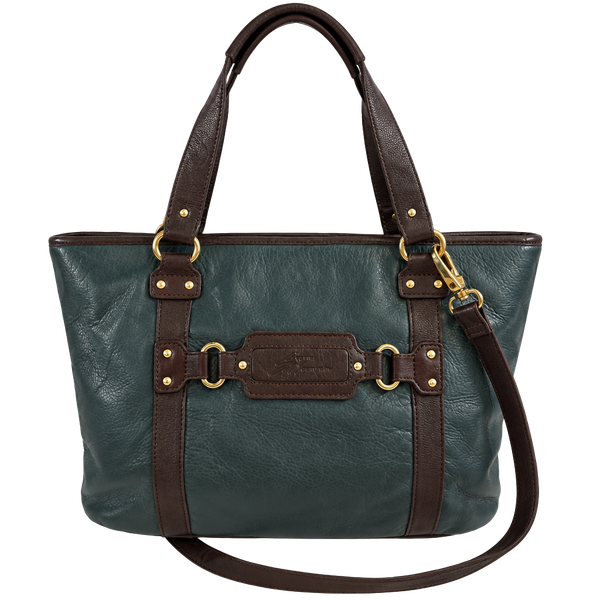 Stone Mountain Leather Tote Bag Blue Brown Purse