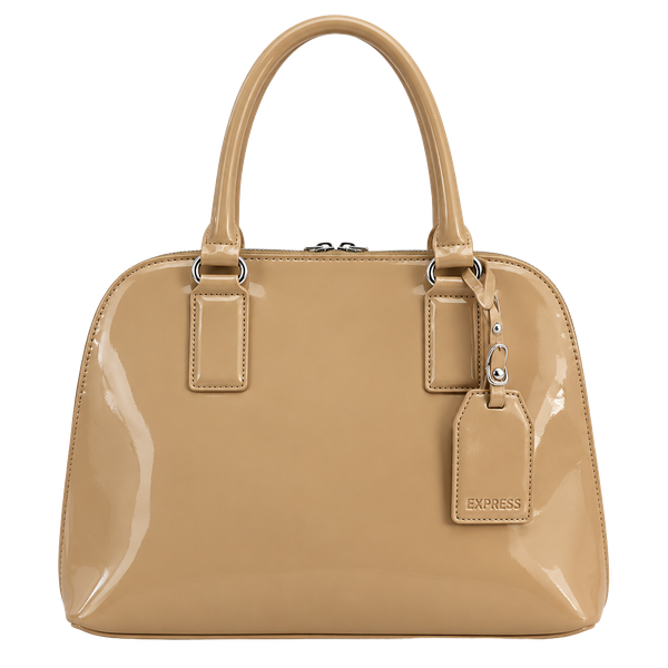 Express Beige Patent Leather Dome Satchel Bag