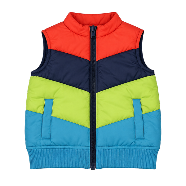Gymboree Puffer Vest Size 2T-3T Color Block Retro Ski