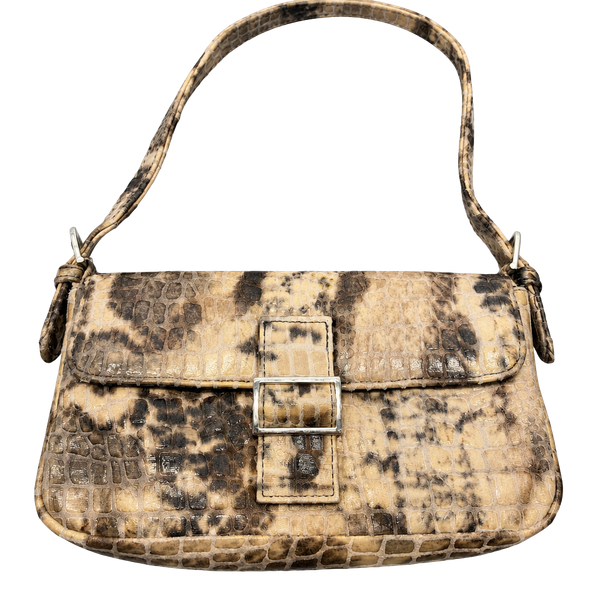 Giannini Snakeskin Print Shoulder Baguette Purse