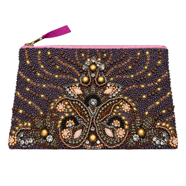 Beaded Purple Evening Clutch Bag