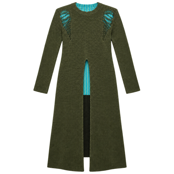 Almost Famous Sweater Dress Size M Olive Distressed