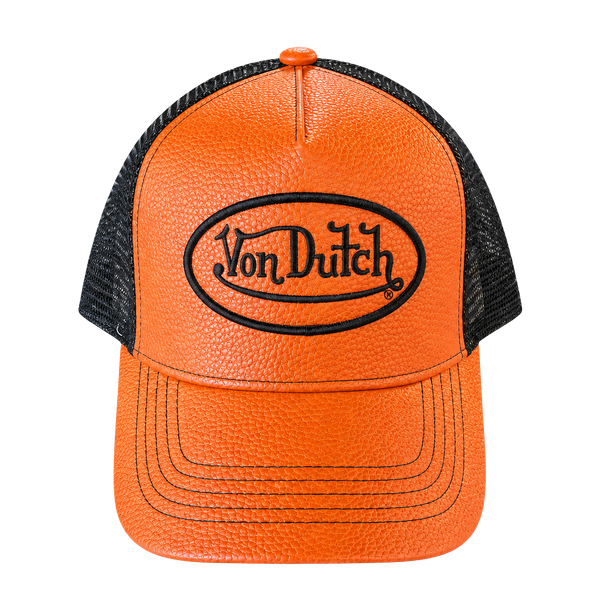 Von Dutch Orange Basketball Texture Trucker Retro Streetwear Y2K Sporty Mesh 

