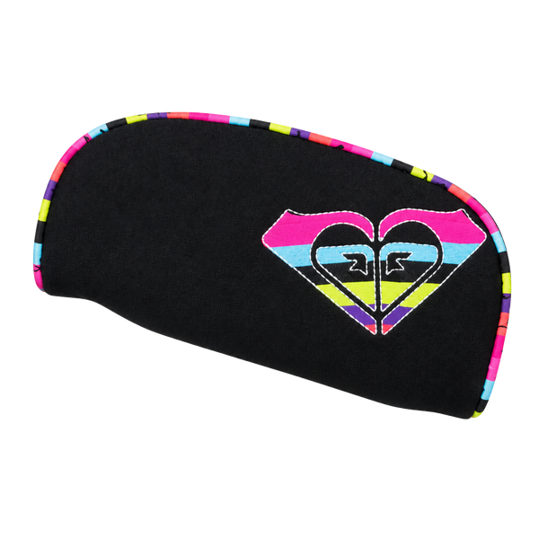 Roxy Multi Color Striped Heart Logo Cosmetic Pouch Black