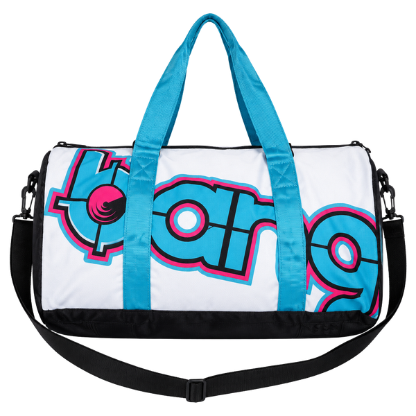 Bang Energy Drink Promo Duffle
Bag White Blue Pink Graphic
Sporty Travel