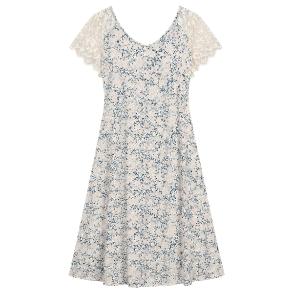 Charter Club Lace-Trim Chemise Nightgown Size L Gray Teal Floral